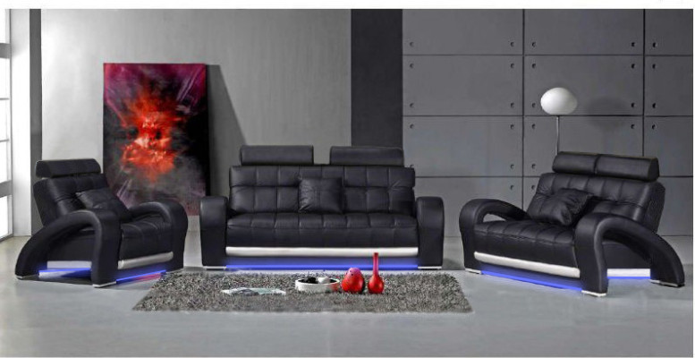 Ledersofa mit USB Wohnlandschaft 3+2+1 Sitzer Garnitur Design Modern Sofa B2023