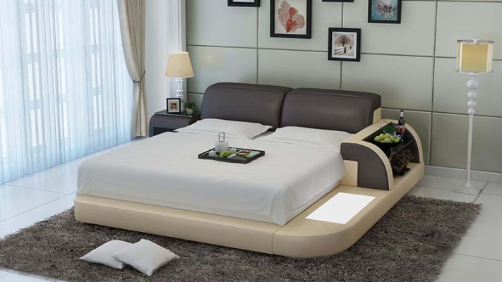 Doppelbett Wasserbett Hotel Betten Komplett Lederbett, Bett gepolstert Wasser + USB