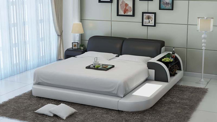 Doppelbett Wasserbett Hotel Betten Komplett Lederbett, Bett gepolstert Wasser + USB