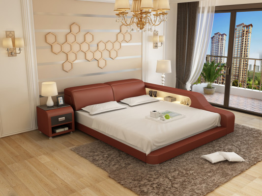 Wasserbett Hotel Doppelbett Betten Komplett Lederbett Wasser Mit USB Polsterbett