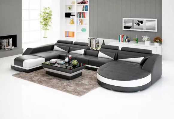 Eckgarnitur Sofa Polster Eckgruppe Wohnlandschaft Ledersofa Couchen sofas 2tlg.