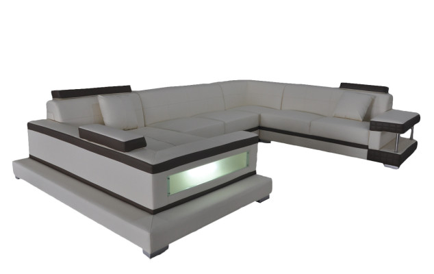 Design Leder Polster Sitz Ecke Leder Sofa Polster Eck Landschaft Zimmer Neu Wohn