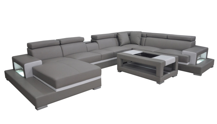 Design Leder Polster Sitz Zimmer Wohn Sofa Eck Couch mit USB Designer Garnitur