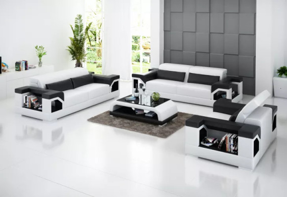Sofagarnitur 321 Sitzer Couchtisch Wohnlandschaft Ledersofa Modernes Sofa Couch