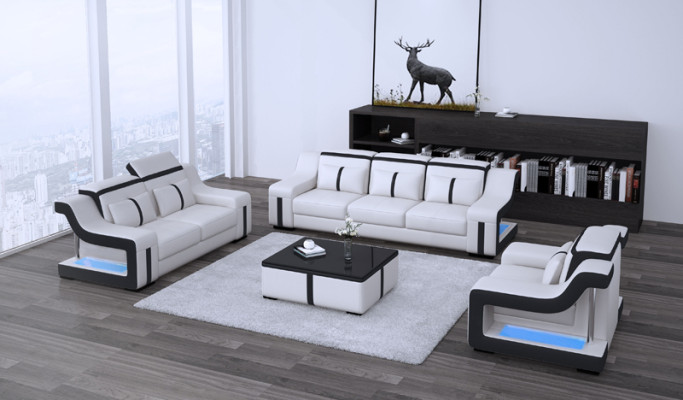 Leder Wohnzimmer Garnituren Couch Set Sofas Couchen Sofagarnitur