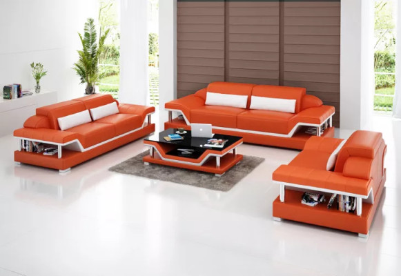 Wohnlandschaft Sofagarnitur 221 Sitzer Couchtisch Ledersofa Modernes Sofa Couch