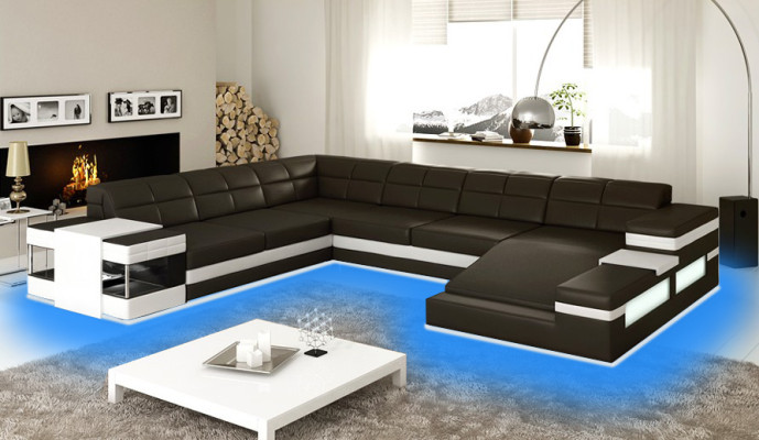 Wohnlandschaft Designer Sofa Couch Big Polster Leder Sofas Eck Ecke Sitz PH3006