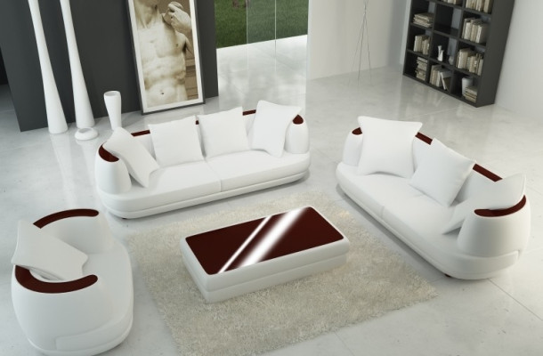 Sofagarnitur Royal Luxus Designer Couch Polster 3+2+1 Leder Sofa Sitz BeigeA