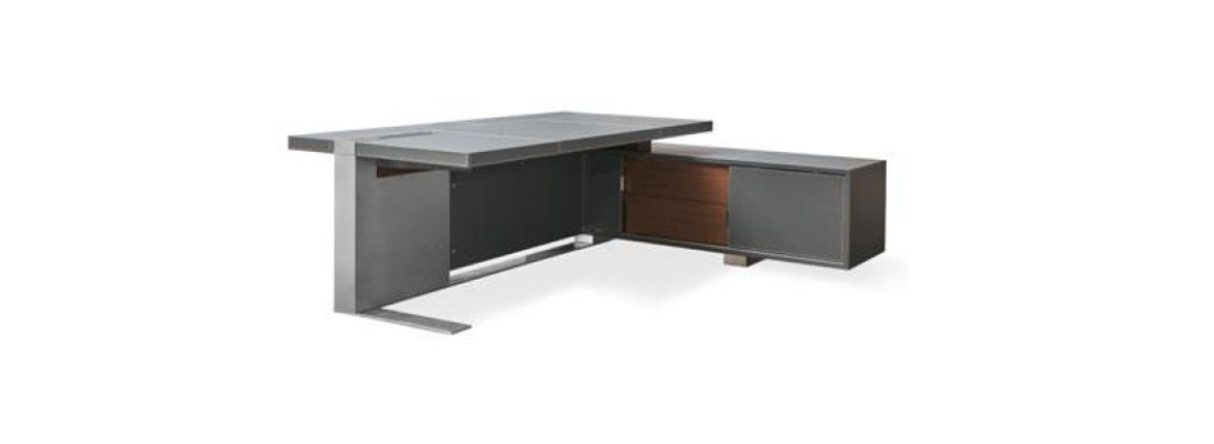 Design Büro Möbel Einrichtung Schreibtisch Eck Tisch Boss Leder Holz
