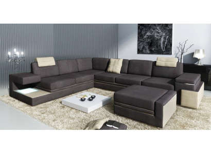 Wohnlandschaft XXL Ecksofa mit USB Polster Sitz Garnitur Sofas Couchen Textil