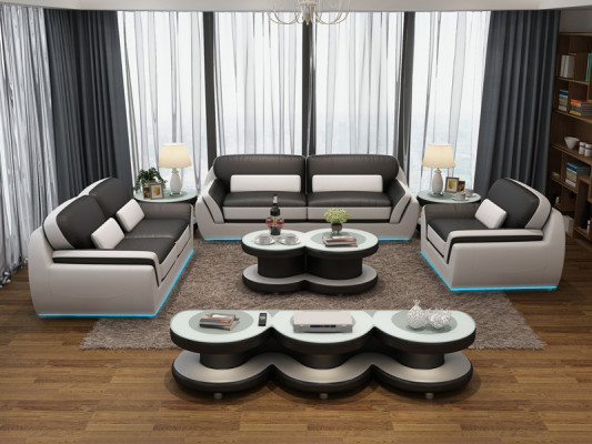 Ledersofa Couch Sofagarnitur Neu 3+2+1 Sitzer Garnitur Design Modern Sofa + USB