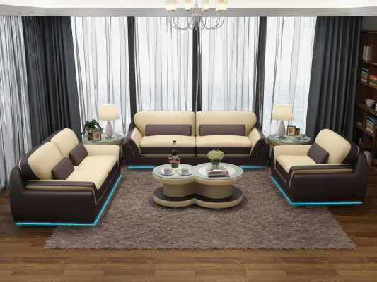 Ledersofa Couch Sofagarnitur Neu 3+2+1 Sitzer Garnitur Design Modern Sofa + USB
