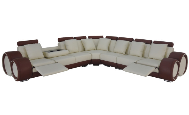 Design Leder Polster Sitz Zimmer Eck Wohn Sofa +USB Designer Garnitur Sofas Neu