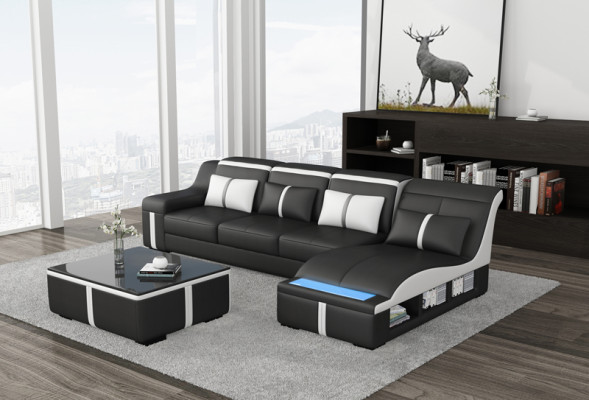 Eck Sofa Couch Polster Eck Sitz L Form Leder Garnitur Wohnlandschaft