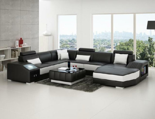 Wohnlandschaft Ecksofa Ledersofa Sofa Couch Polster Sitz Eck Garnitur Neu