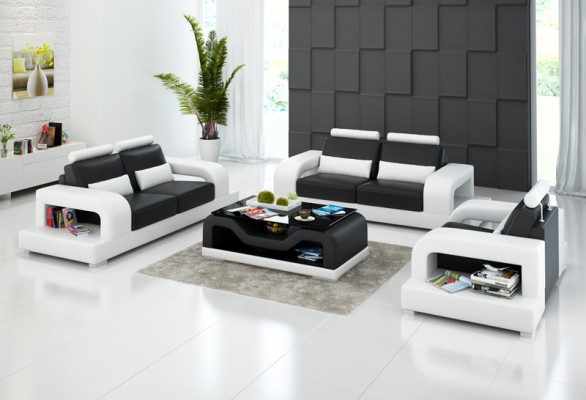 Ledersofa Couch Wohnlandschaft 3+2+1 Sitzer + USB Garnitur Design Modern Sofa