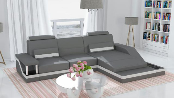 Ecksofa Wohnlandschaft Sofa +USB Eck Garnitur Leder Textil Stoff Maßanfertigung