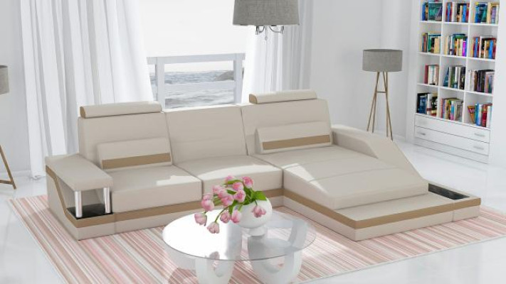 Ecksofa Wohnlandschaft Sofa +USB Eck Garnitur Leder Textil Stoff Maßanfertigung