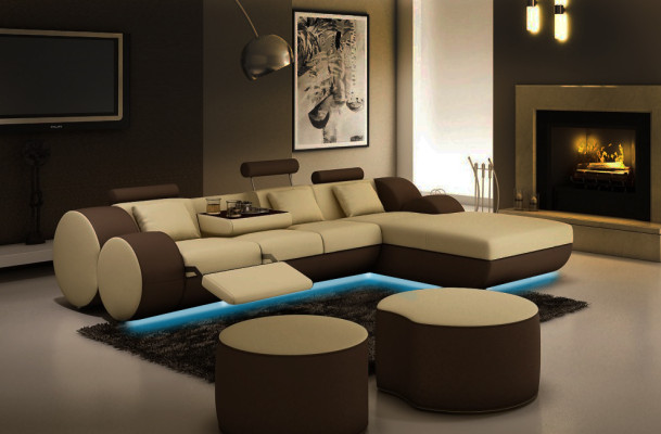 Massanfertigung LEDERSOFA GARNITUR ECKCOUCH LEDER ECKSOFA WOHNLANDSCHAFT USB