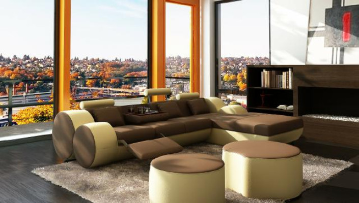 Massanfertigung LEDERSOFA GARNITUR ECKCOUCH LEDER ECKSOFA WOHNLANDSCHAFT USB