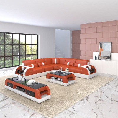 Wohnlandschaft L-Form Ecksofa Couch Design Polster Leder Garnitur Sofa Ecke Neu