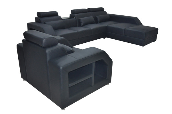 Leder Eck Sofa mit USB Garnitur Sofas Couchen Polster Wohnlandschaft Sessel Ecke
