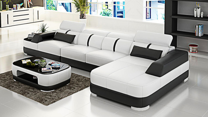 Design Ecksofa L-Form Sofa Couch Polster Schlafsofa Bettfunktion Textil