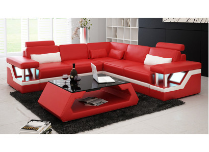 Ledersofa mit USB Wohnlandschaft Ecksofa Eck Garnitur Couch Design Sofa L6002B