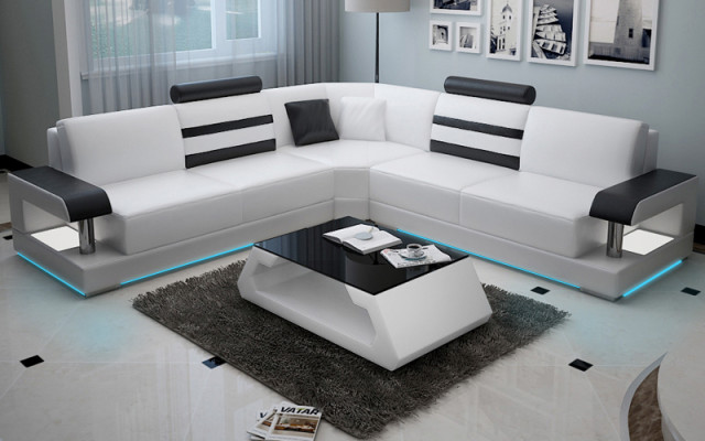 Leder Wohnzimmer Garnituren Couch Set Sofas Couchen Sofagarnitur 3+2+1 mit USB
