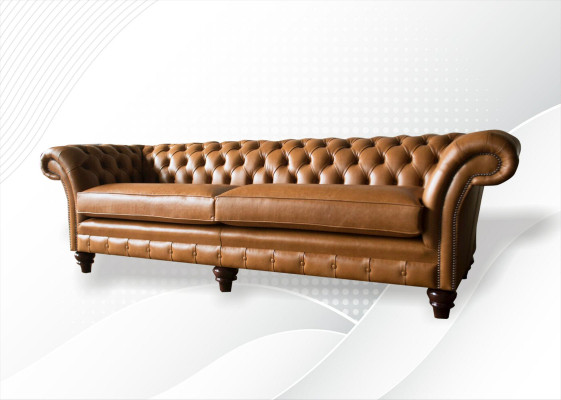 Chesterfield Sofa Braun xxl Big Leder Wohnzimmer Möbel 4 sitzer Braun