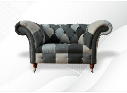 Chesterfield Design Couch Stoff Sessel 1.5 Sitzer Sofas Polster Lounge Club Neu