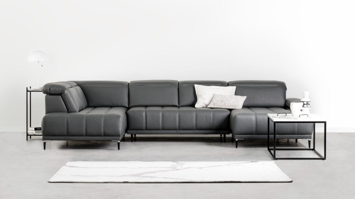 Polster Sofa Bettfunktion Design Modern Ecksofa U-Form Sofa Wohnlandschaft Neu