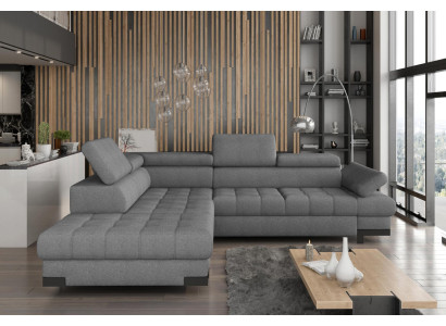Graue L Form Sofa Couch Polster Eck Wohnlandschaft Design Ecksofa Textil Leder