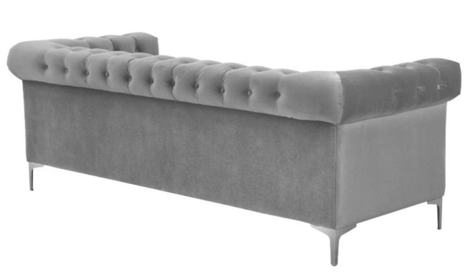Grau Chesterfield Dreisitzer Stoff Wohnzimmer Design Couchen Polster Sofas Neu