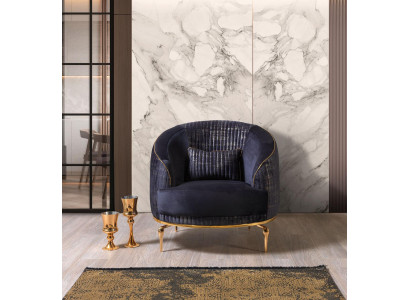 Wohnzimmer Sessel Polster 1Sitzer Couchen Modern Textil Neu Blau Luxus