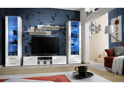 Wohnzimmer Wohnwand rtv Lowboard Holz Einrichtung Weiß Möbel Vitrine Neu Modern