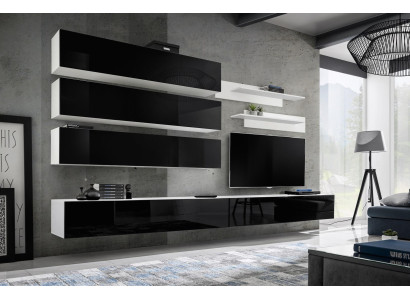Set 7 tlg. Designer Wohnzimmer Wohnwand Wandschrank Sideboard TV-Ständer Neu