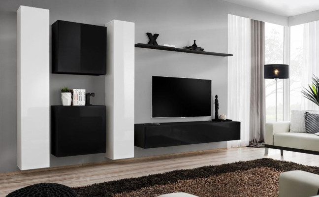 Wohnzimmer Wohnwand Set 4tlg Gruppe Garnitur Schrank 4tlg. Holz Möbel Regal