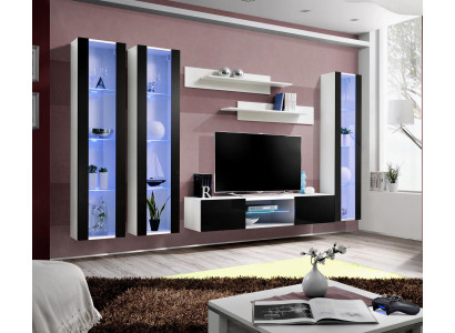 Garnitur Wohnzimmer Set Wohnwand Hänge Vitrine Moderne Komplett Design Neu