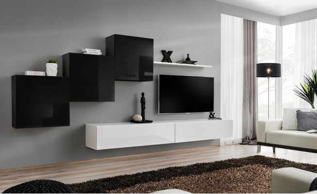 Komplett Designer Wohnzimmer 3x Wandschränke Weiß Sideboard 6tlg. Wohnwand Neu