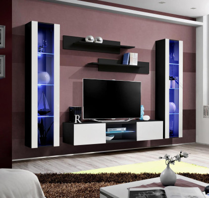 Wohnzimmermöbel Designer Wohnwand Hänge Vitrine V-Ständer Neu Einrichtung