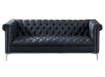 Schwarz Dreisitzer Chesterfield Modern Design Couchen Leder Sofa Designer Möbel