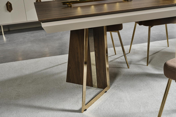 Luxuriöses Esszimmer Set Stilvoler Esstisch 6x Stühle Sideboard Spiegel