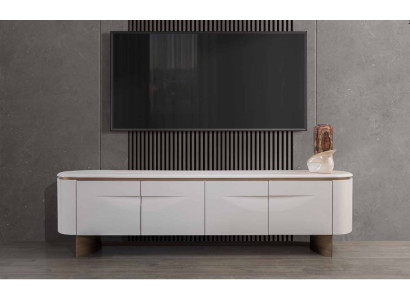 TV Ständer stilvoll RTV Lowboard Wohnwand Sideboard Weiß Holz Modern Design