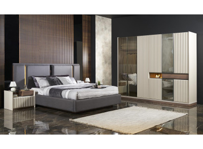 Komplett Schlafzimmer Möbel Set Bett 2x Nachttisch Schminktisch Spiegel 8tlg Neu