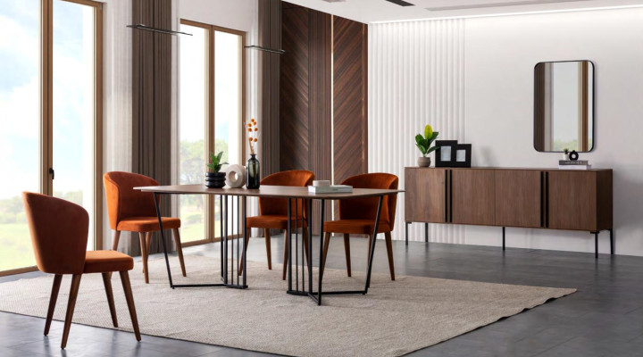 Stuhl Orange Esszimmer Modern Stühle Polster Stoff Design Luxus Holz Neu