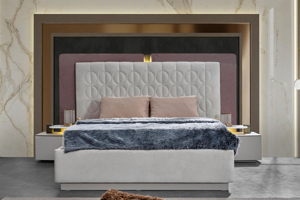 Komplette Schlafzimmermöbel Doppelbett Bett Weiß Luxus Set 7tlg Holz