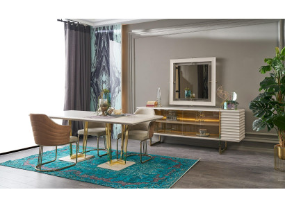 Essgruppe Essecke Esszimmermöbel Esstisch Esszimmer 9tlg Holz Beige