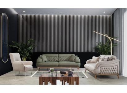 Modern Wohnzimmer Komplett 2x Dreisitzer Sofa Designer Sessel Einrichtung