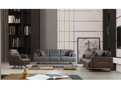 Komplett Einrichtung Sofa Dreisitzer Wohnzimmer Couch Polster Sessel Neu